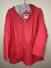 Wippette Rainthings Rain Coat Full Zip Red With Hood Jacket Women Large