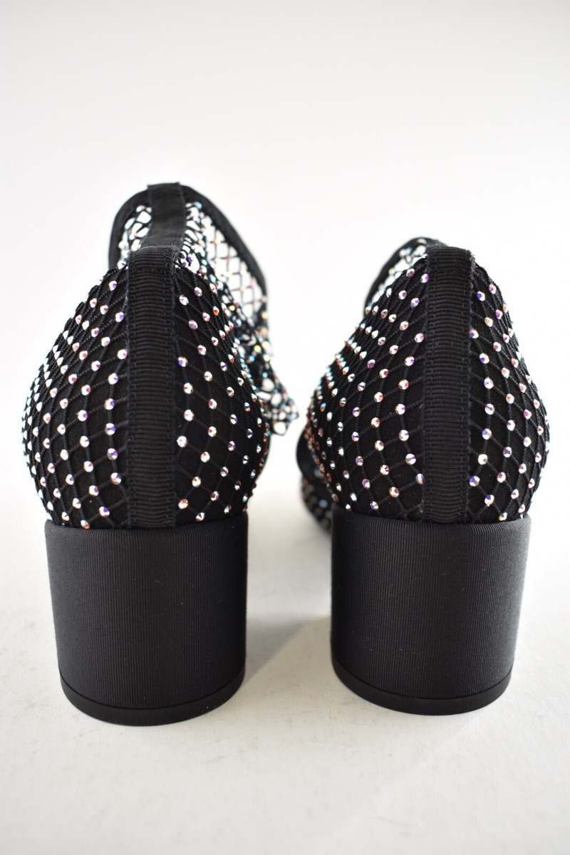 Chanel 23S Black Mesh Crystal Sock Boot CC Logo Mary Jane