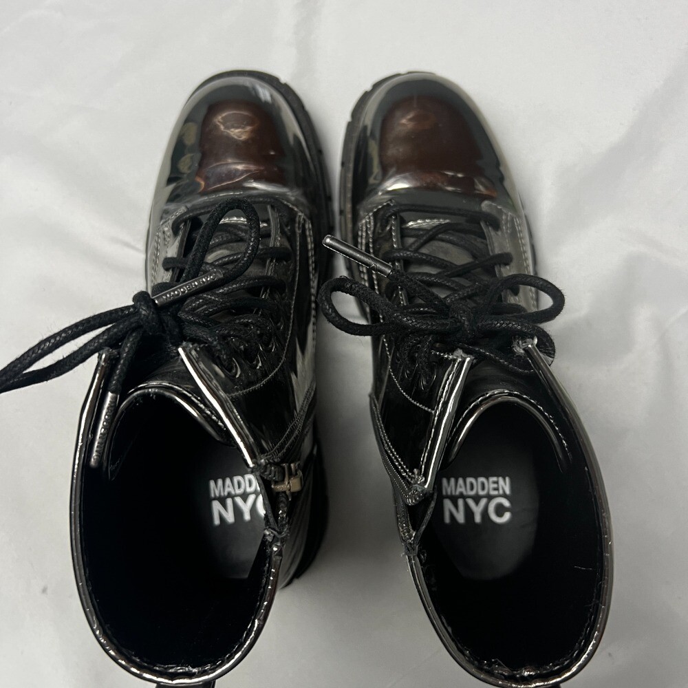 SAOLA Stivaletti da combattimento Madden NYC metallizzati plateau suola a strappo zip argento 4