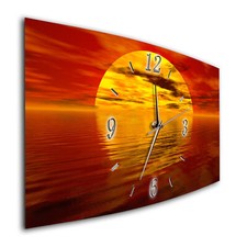 BM Wanduhr 60 cm x 30 cm leises Uhrwerk Quarzuhrwerk 186-1a Meer Strand Sonne