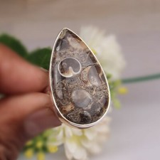 Turritella Agate Gemstone Solid 925 Sterling Silver Statement Ring All Size