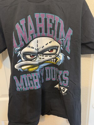 Vintage 90s 1993 Anaheim Mighty Ducks Apex One NHL Black T shirt Disney Large