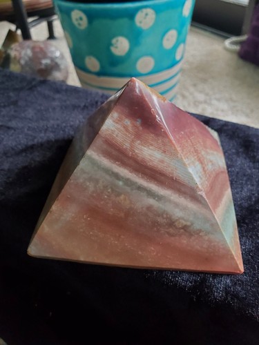 3.5" 469g Colorful Polychrome Jasper Egypt Pyramid Crystal Stone Carving Statue - Picture 2 of 20