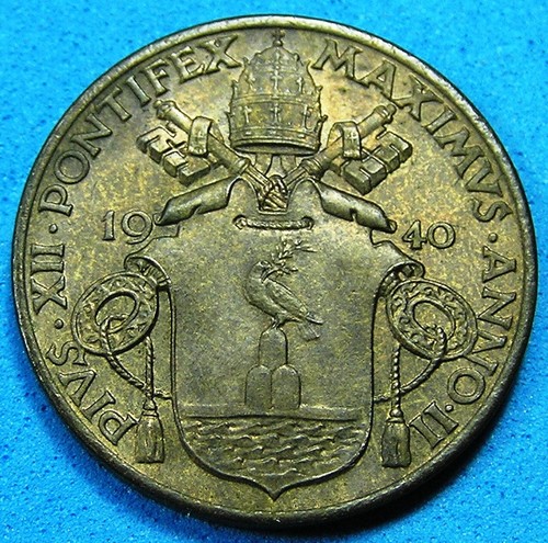 Vatican 10 Centesimi Coin 1940 Glossy UNC, St. Peter KM-23, Combined Shipping - Picture 2 of 2