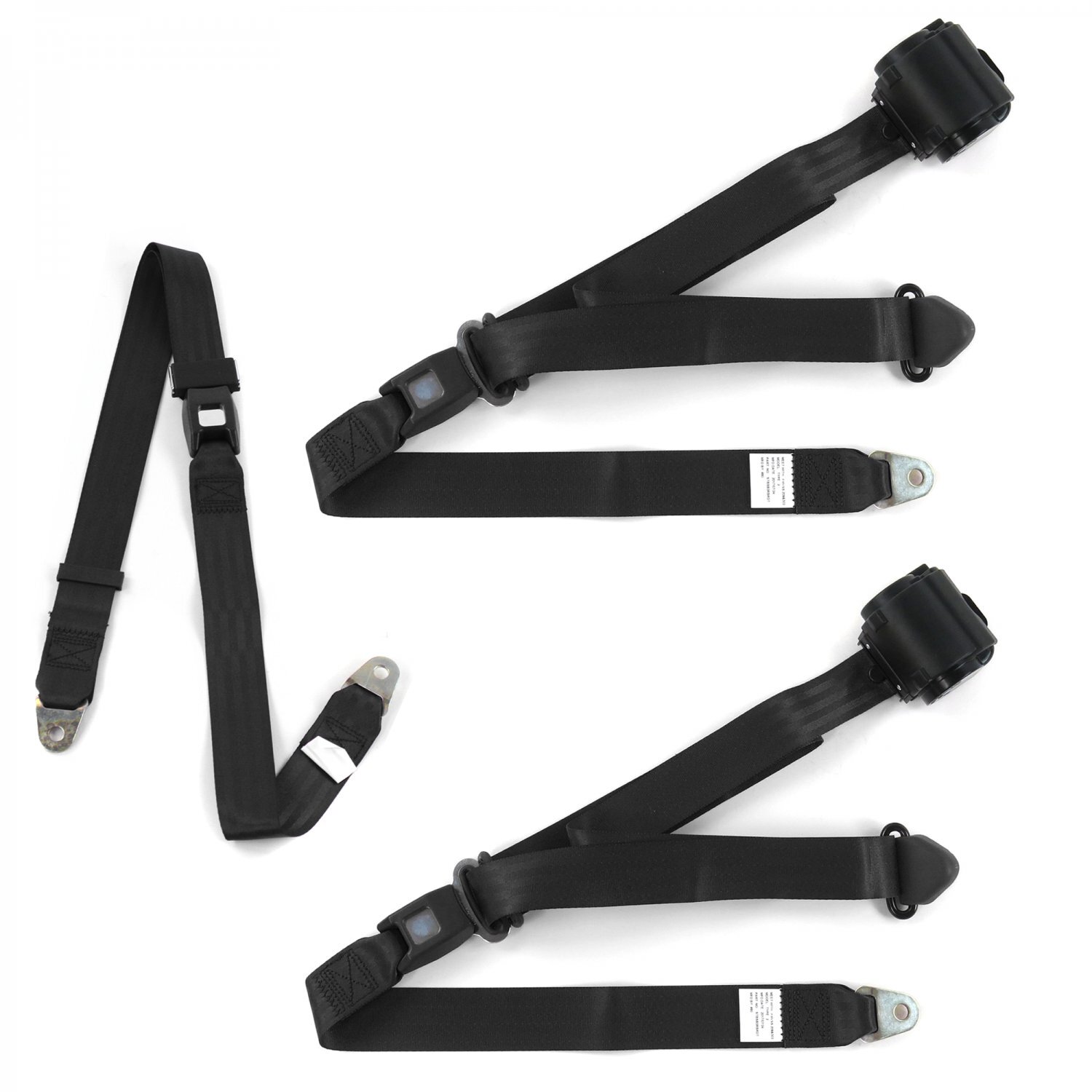 VW Type 1 1968 - 1983 Standard 3pt BK Retractable Bench Seat Belt Kit - 3 Belts