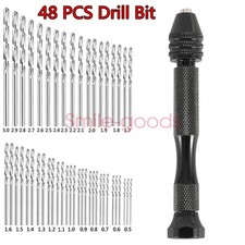 49Pcs Precision Pin Vise Micro Hand Drill Bits Mini Twist Bit for Rotary Tools