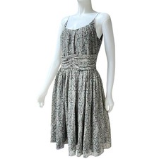 ANNA SUI Anthropology Silk Midi Dress Rushed Wimsygoth Soft Girl Romantic Sz 10