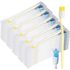 meekoo 200 Set Disposable Toothbrush with Toothpaste Individually Wrapped Tra...