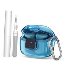 erabuds for JBL Tune Buds 2 Case Cover with Carabiner Cleaning Pen Clear Blue