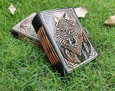 Handcrafted Wolf Embossed Leather Journal Notebook Deckle Edge Pages