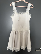 M&S Viral Ivory Satin Lace Mini Dress - UK10, Brand New W Tags
