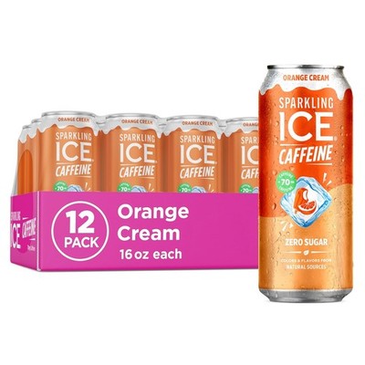 Sparkling Ice Caffeine Soda Shoppe Orange Cream Soda 12 Pack Cans 12oz