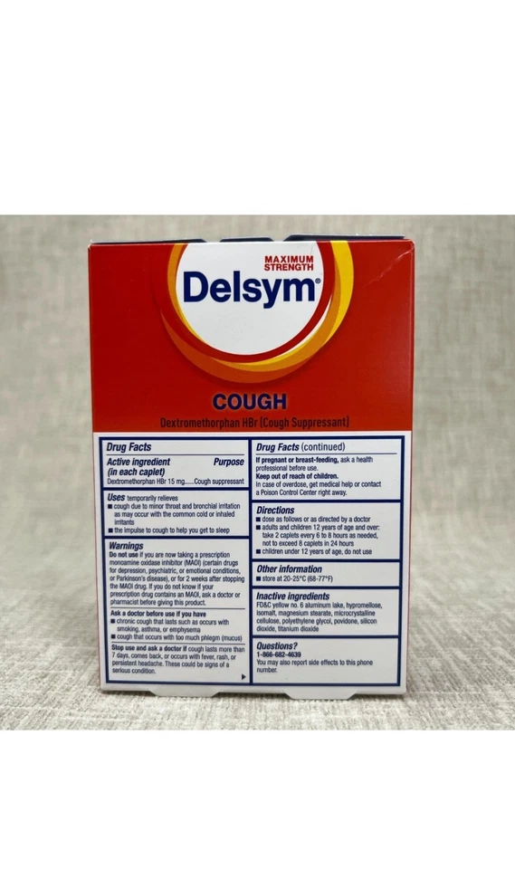 Lote de 2 Delsym Fuerza Máxima Tos Liberación Rápida 20 Cápsulas Exp:02/2026 #411 Foto 3 de 3