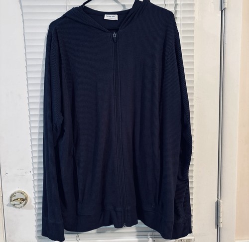 Tommy John Full Zip Lounge Hoodie Mens XLarge Dark Blue Brushed Rib
