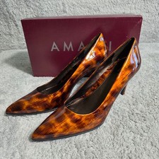 VTG Amalfi by Rangoni Pumps Brown Tortoise Patent Italian Leather 7.5 AA NEW