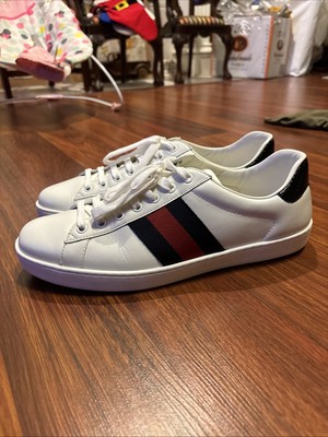 Size 8.5 - Gucci Ace Leather White for sale online | eBay