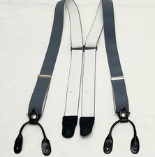 Vintage CAS Germany Grey Button Front/Back Adjustable Stretch Suspenders 44