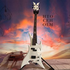Special Shape White Electric Bass Guitar 4 String Basswood Body Rosewood