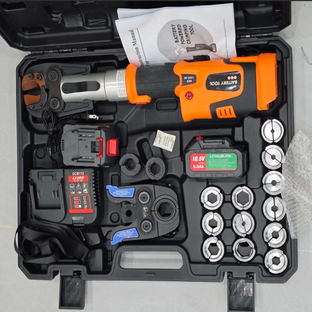 Pro Press Tool Pipe Crimping Kit Press Tool Battery Kit Fit 1/2" 3/4" 1" Copper