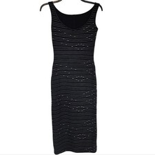 Geometric Stretch Black Midi Dress Size XS