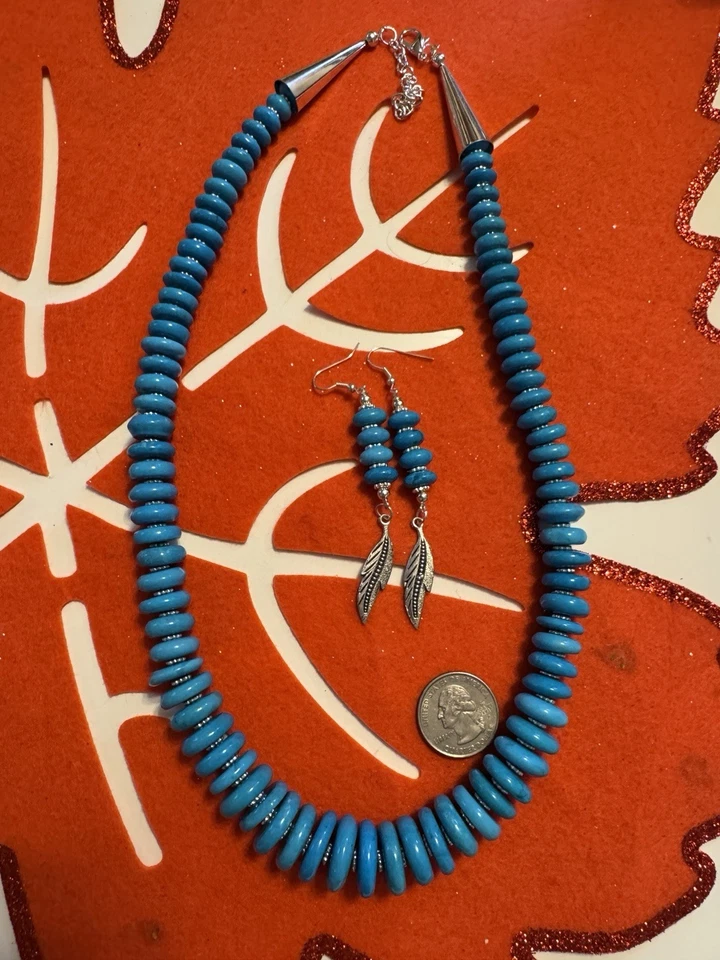 A Touch OF THE SOUTHWEST Blue Turquoise Necklace With Matching Earrings - Image 4 of 4