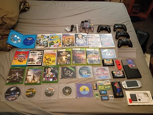 Video Games Junk Drawer Lot Controllers Xbox One 360 Genesis Nintendo PS4 PSP