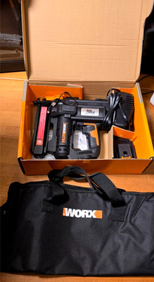 WORX Nitro WX844L 20V 18GA Cordless Brad Nailer Kit Battery & Charger + WORX Bag