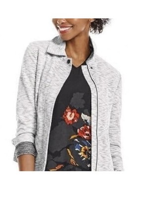 CAbi #5102 Marled Gray Neo Knit French Terry Moto Sweatshirt Jacket Full Zip XS