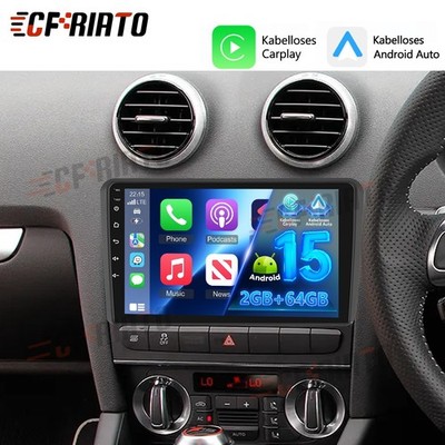 Für AUDI A3 8P 2003-2012 Android 15 Autoradio Apple Carplay GPS Navi WIFI 2+64GB