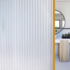 Window Privacy Film Stripe Pattern Non Adhesive Static Cling Frosted Window F...