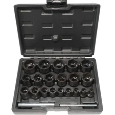 22pcs Bolt Nut Extractor Set Metric 8-27mm Impact Lug Removal Tool 1/2" Black