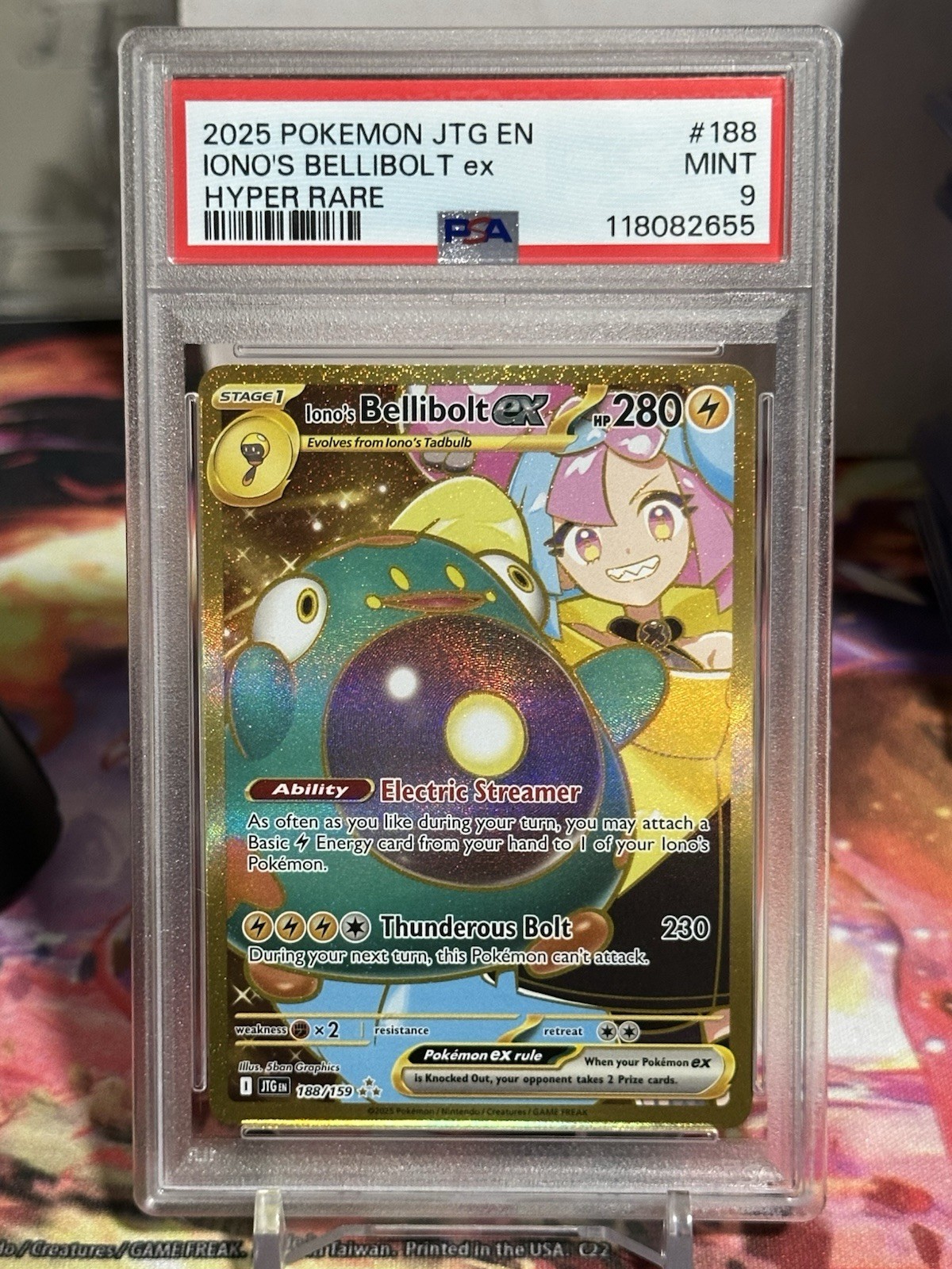 Ionos Bellibolt EX 188/159 Gold Hyper Rare Pokemon Card Journey Together PSA 9