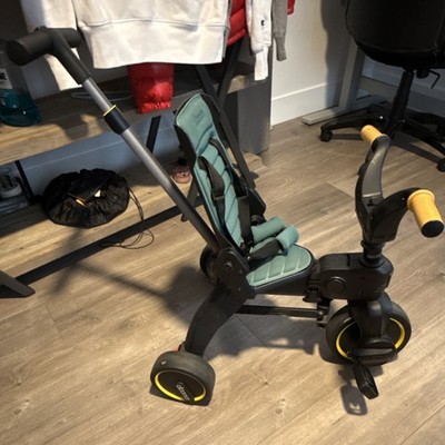 Doona Foldable Tricycle with Parent Handle, Green and Yellow, 3 Wheels