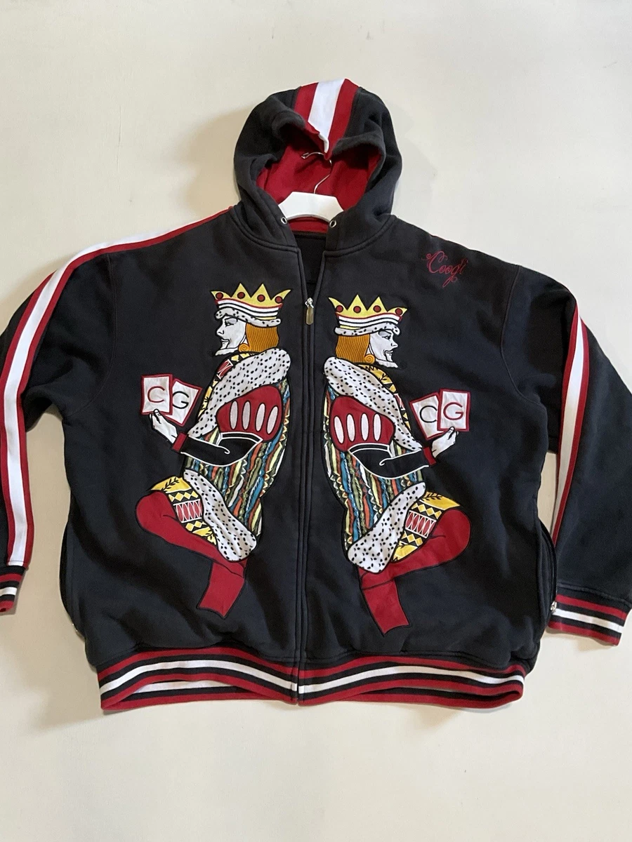 トップス COOGI MERCERISED COTTON ZIP-UP BLOUSON Embroidered Coogi Zipup Hooded Sweatshirt As-is | Boardwalk Vintage