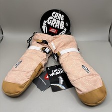 80 Crab Grab Cinch Ski/Snowboard Mittens NWT Size S Doodle Pink Women's