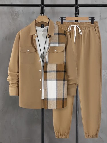 Men's Outfit 2 Piece Set Shirt & Pants Suit PLUS SIZE BIG 3XL - Picture 1 of 7