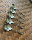 Rose Point by Wallace Sterling set of 5 Soup Spoons 6”