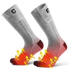 ed Socks for Men Women, 7.4V Electric Rechargeable Battery Heating Small Grey