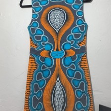 Rare Sleeveless African Wax Print Sheath Dress