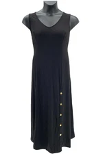 Susan Graver Printed Liquid Knit Maxi Dress Black