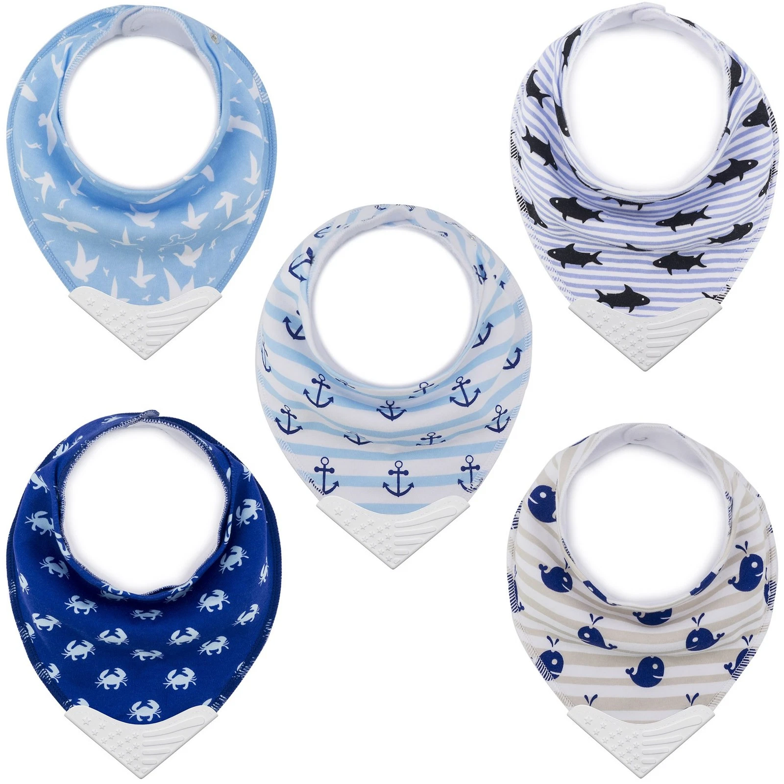 Baby Teething Bibs, Bandana Bibs with Teether, Teething Toy, BPA-Free Silicon...