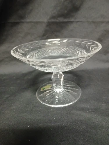 Vtg Waterford Crystal Cut Glandore Pedestal Compote Candy Dish Ireland 4"h 6"dia
