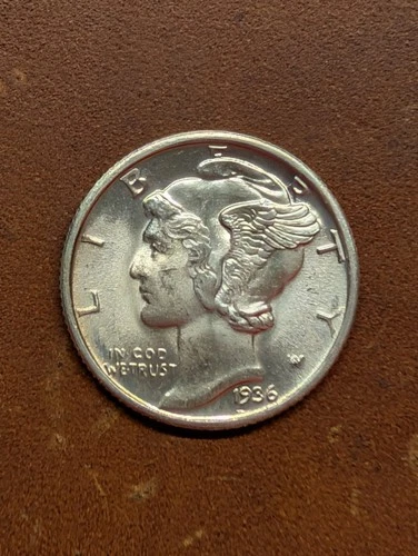 1936-P Mercury Dime 10 Cents 90% Silver BU