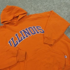 Russell Athletic Sweater Mens Extra Large Pullover Illinois Vintage Orange