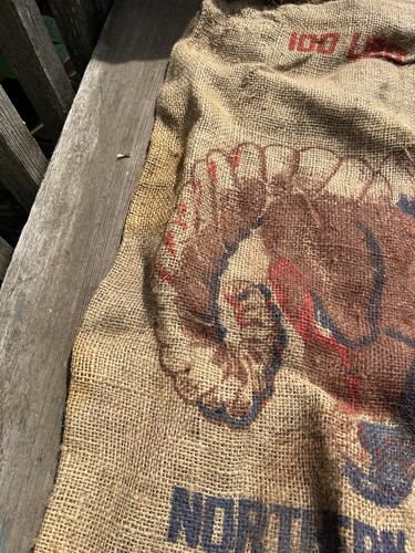 100lb Burlap Sack Northern Grown Potatoes Rams Head - Picture 4 of 8