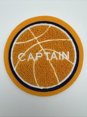 Chenille Patch Basketball Captain Gold, Purple, White NEW Varsity Jacket