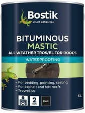Bostik Waterproofing Black Downpipes Gutters & Roofs Bituminous Mastic 5L
