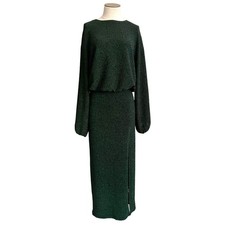 NWT Show Me Your Mumu Womens Holiday Lurex Green Miracle Midi Skirt Set Sz XS/S