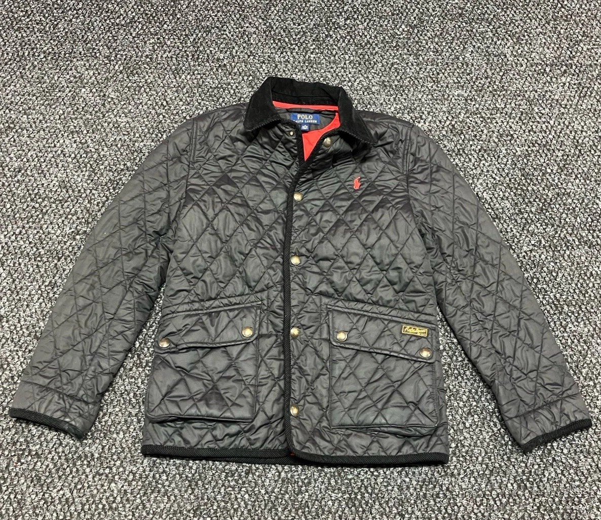 Awesome - Polo Ralph Lauren - Black Quilted Barn Coat / Jacket - Youth M 10/12