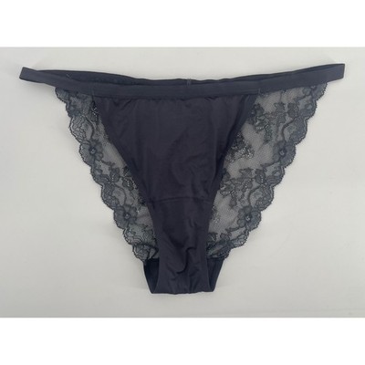Victoria's Secret Very Sexy Panties M Gray Lace & Satin High Leg Cheeky NWT